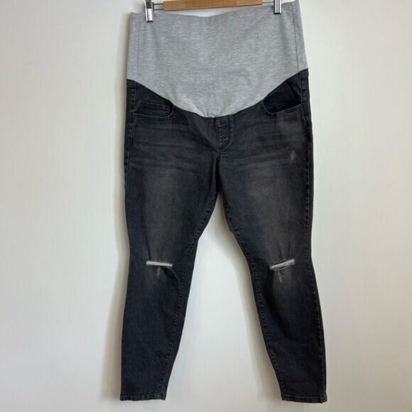 Rose Maternite Women’s Maternity Pregnancy Stretch Gray Jeans Pants XL - Picture 1 of 11